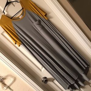 EUC Lularoe Carly - Grey and Mustard Raglan Style